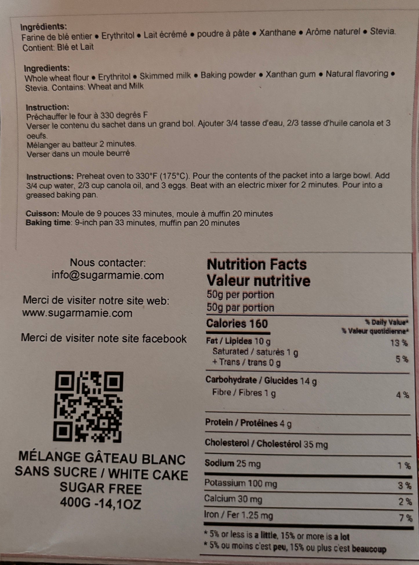 Mélange à gâteau blanc sans sucre