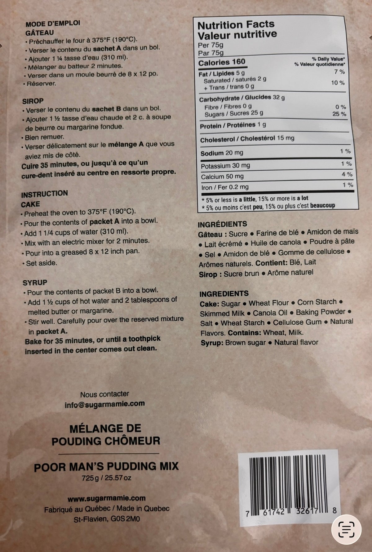 Mélange pouding chômeur / Poor Man’s Pudding Mix 600g