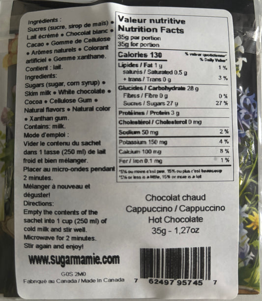 Chocolat chaud Cappuccino 35g / Cappuccino hot chocolate 35g