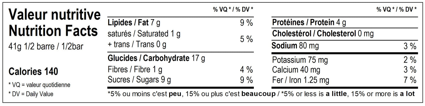 Prête à manger Barre Granola 82g / Ready to eat Granola Bar 82g